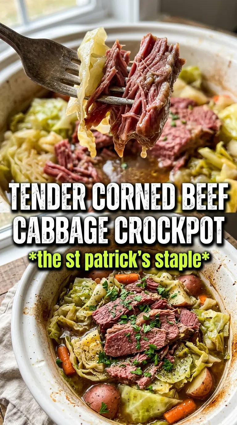 Slow cooker corned beef and cabbage tender brisket, cabbage, potatoes