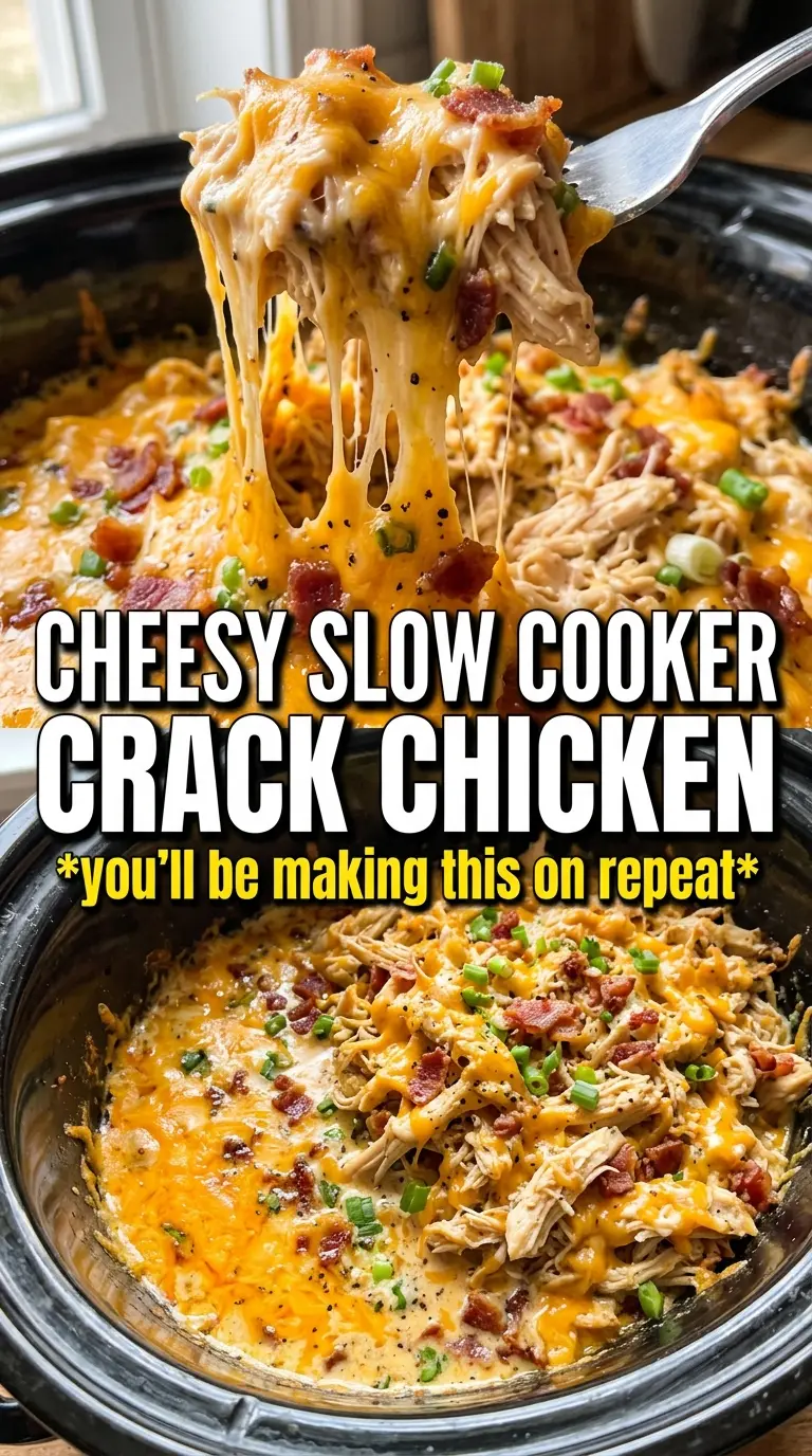 Slow Cooker Crack Chicken creamy bacon cheddar
