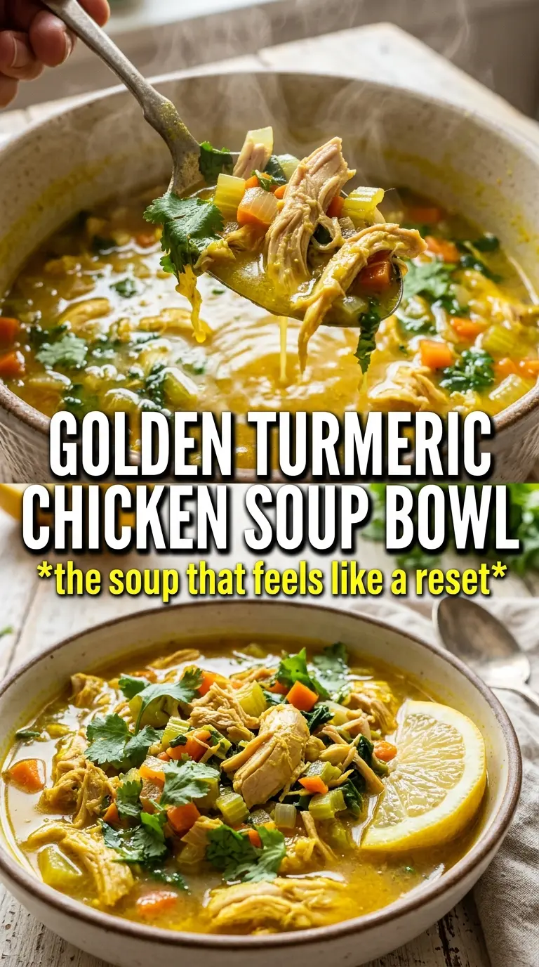 Anti-Inflammatory Turmeric Chicken Soup golden broth, ginger, parsley