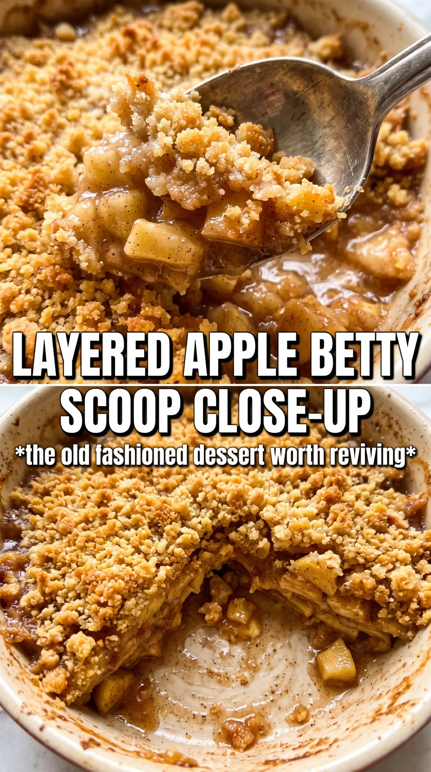 Apple Betty golden breadcrumb topping spiced apples