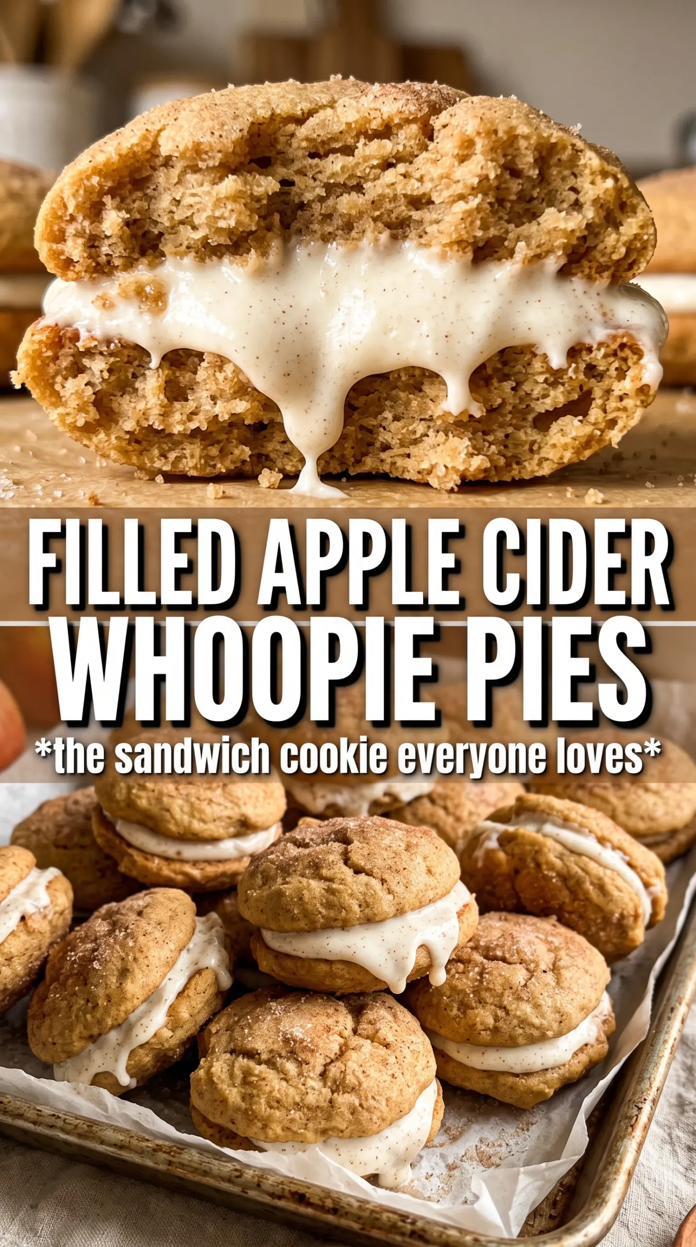 Apple Cider Whoopie Pies soft spiced sandwich cookies