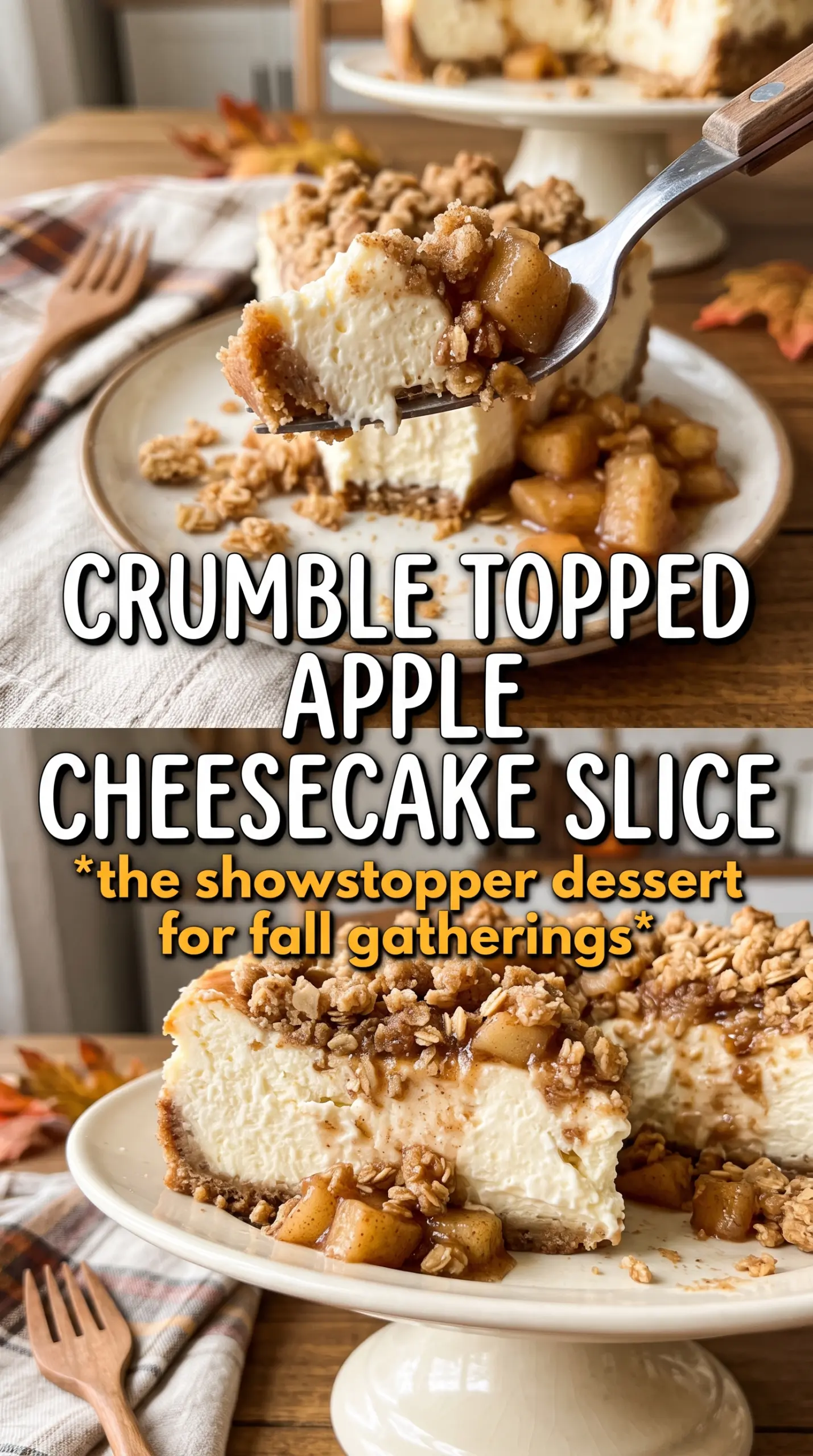 Apple crisp cheesecake creamy cinnamon crumbly