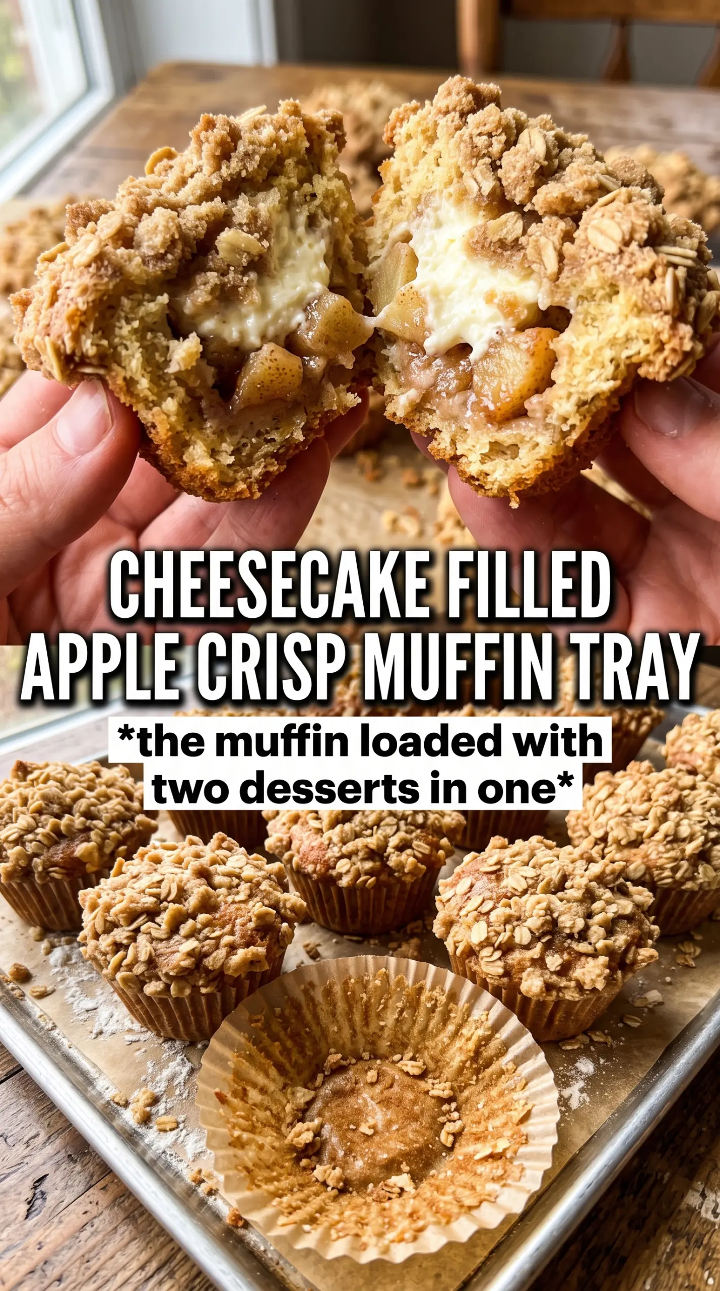 Apple Crisp Cheesecake Muffins creamy apple oat crumble