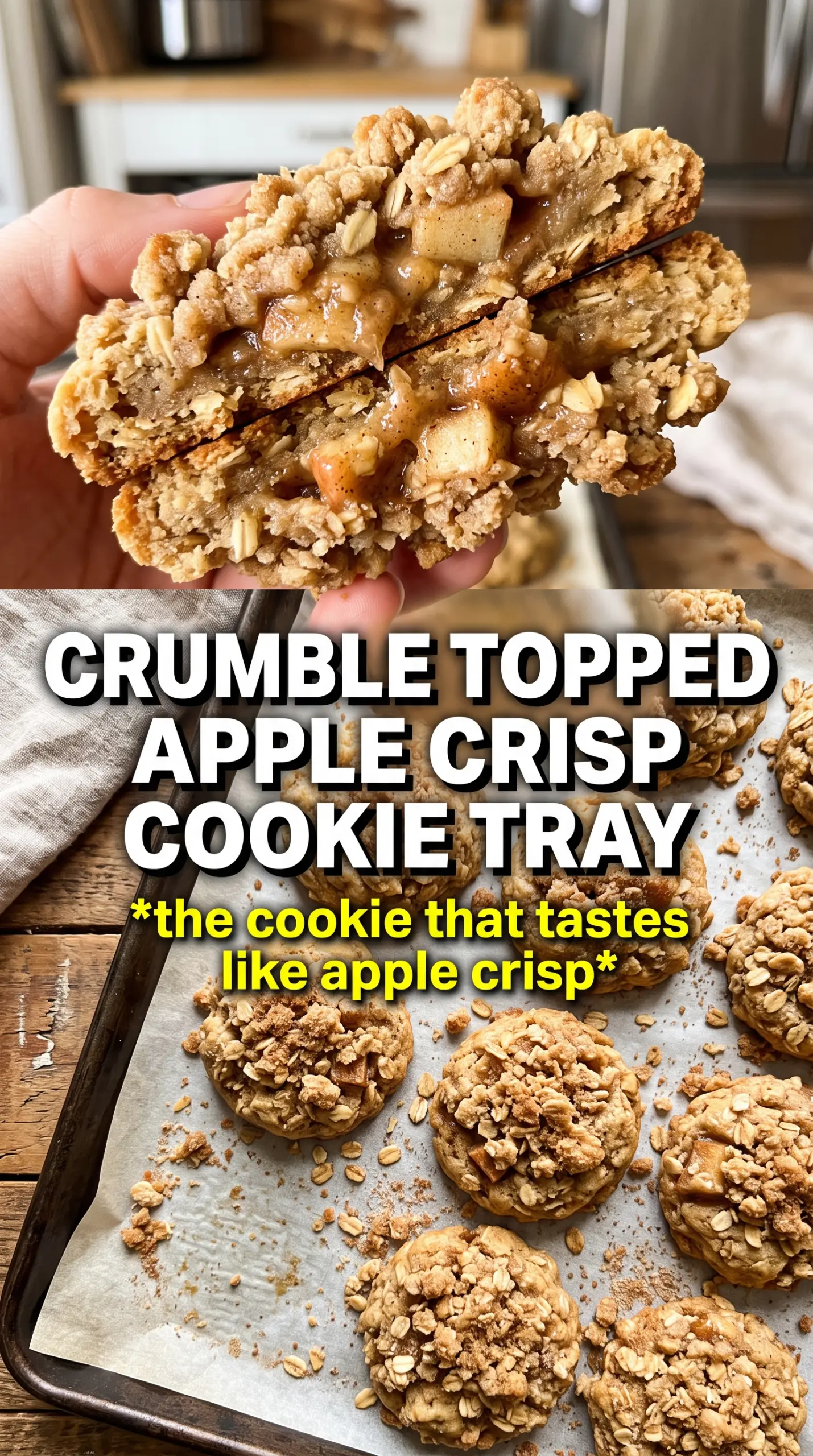 Apple Crisp Cookies chewy oat, caramel, apple