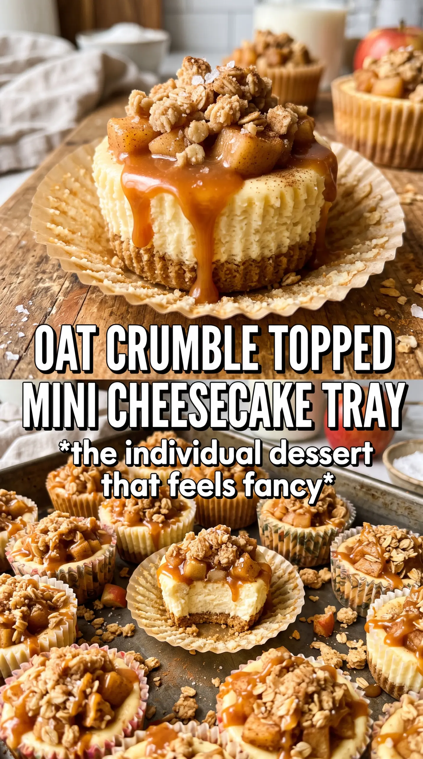 Apple Crisp Mini Cheesecakes creamy spiced crumbly