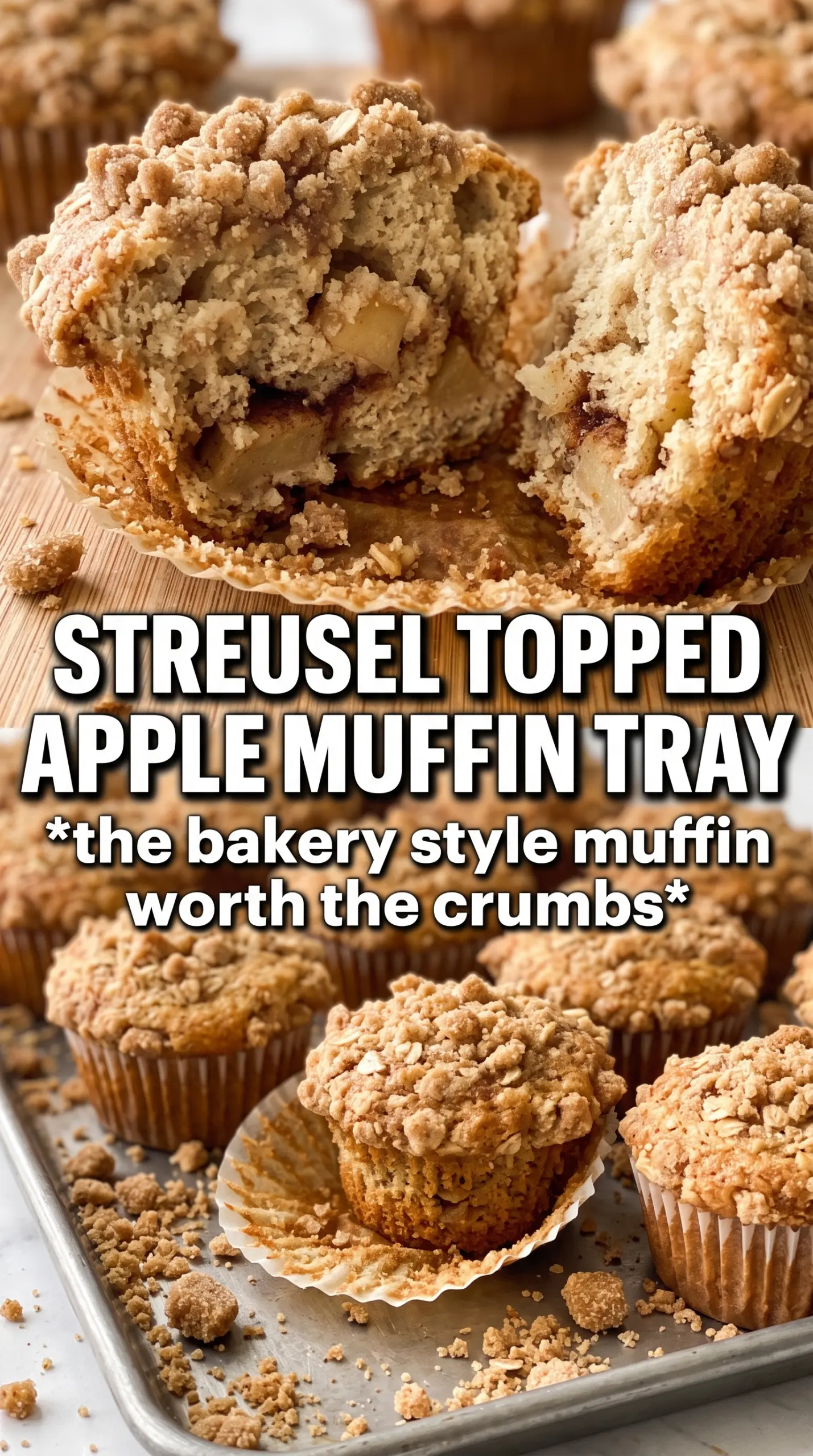 Apple Crumble Muffins golden oat crumble apple-packed