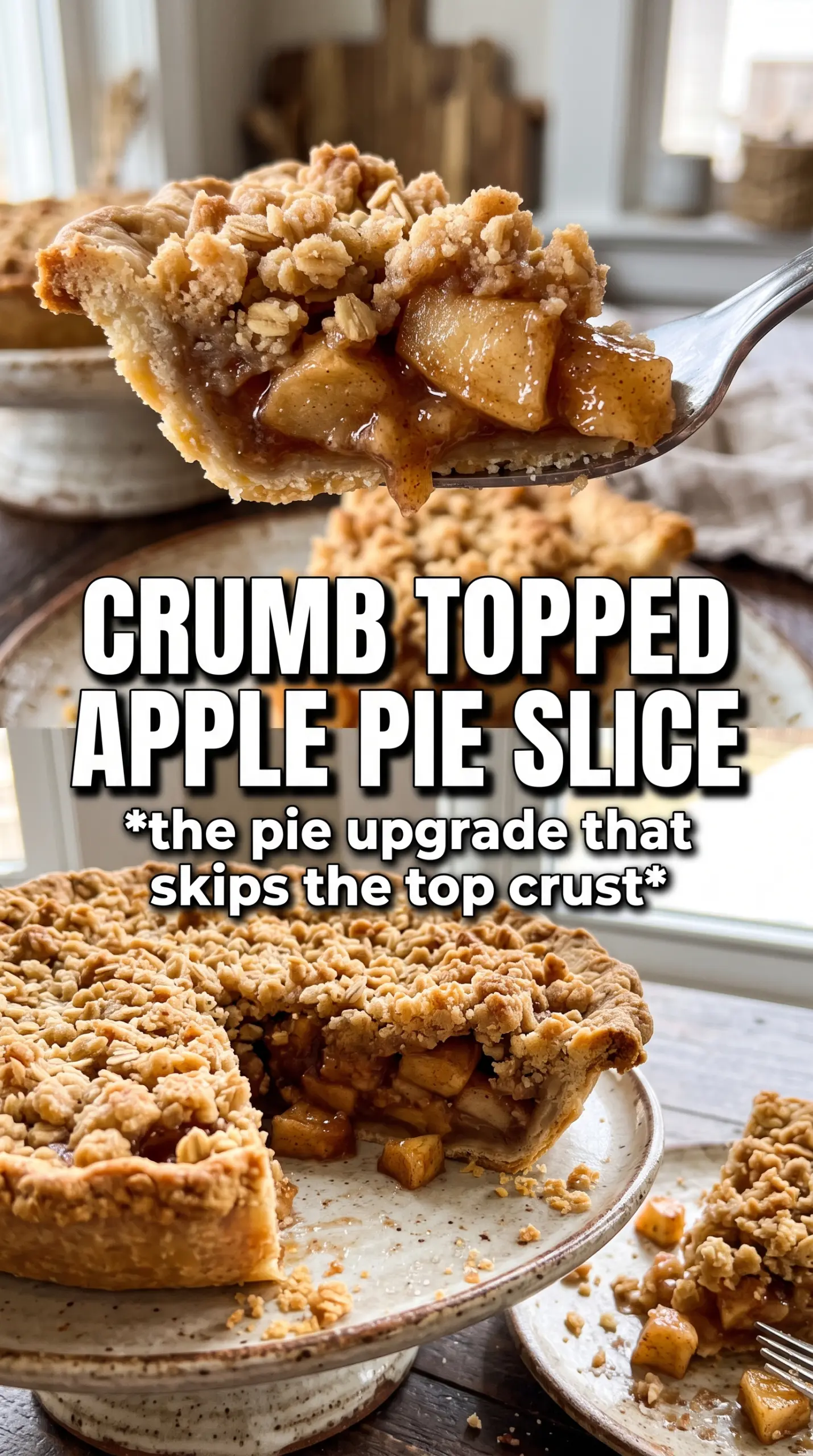 Apple Crumble Pie golden oat crumble