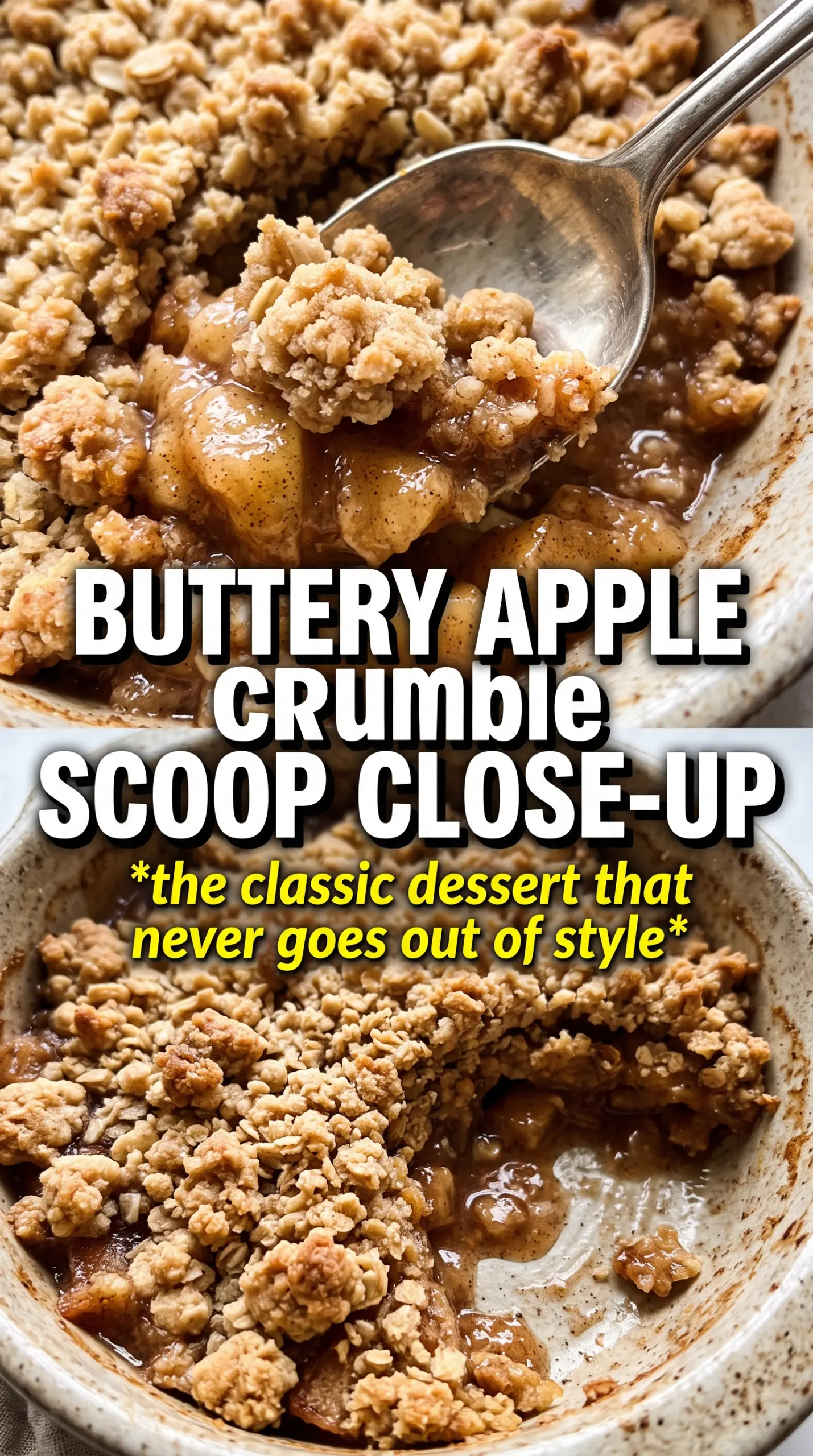 Apple crumble golden topping cinnamon apples