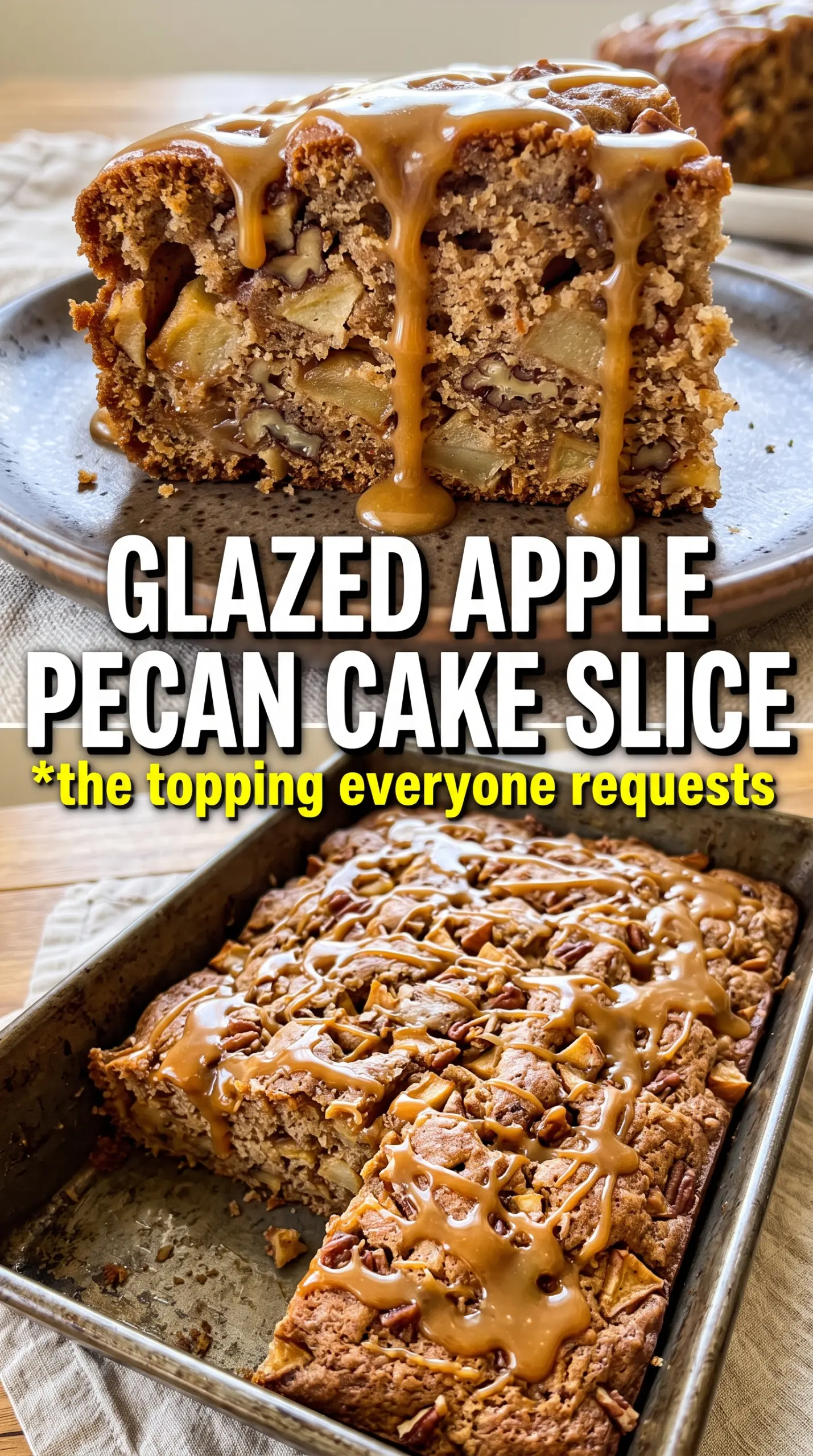 Apple Pecan Cake With Caramel Glaze, caramel-drizzled, bundt cake