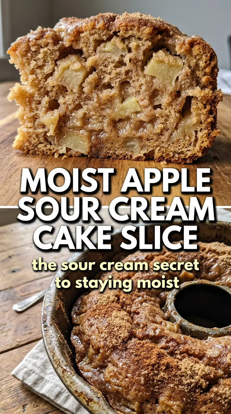 Apple Sour Cream Cake with cinnamon topping, tender crumb