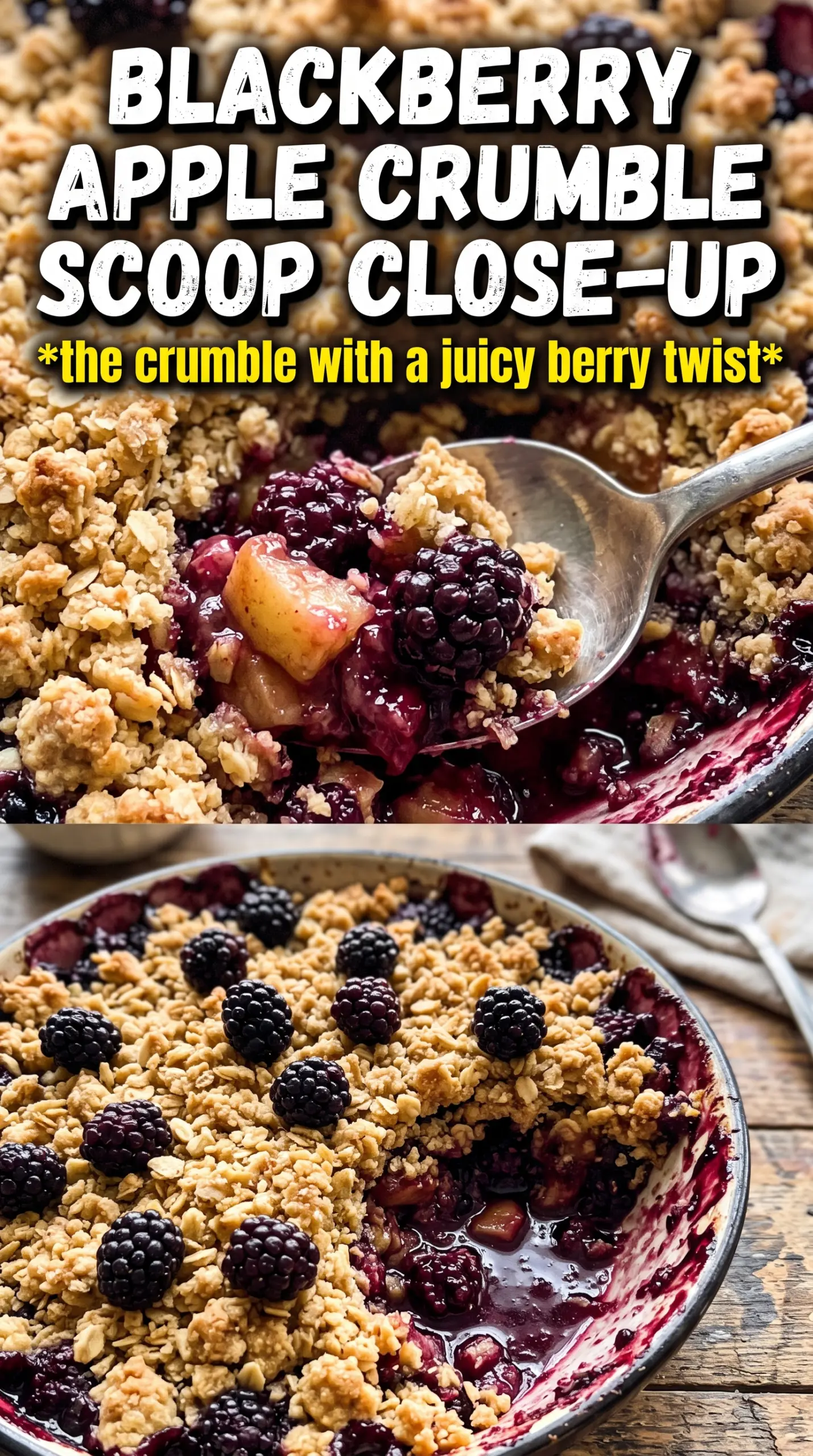 Blackberry Apple Crumble golden topping bubbling fruit