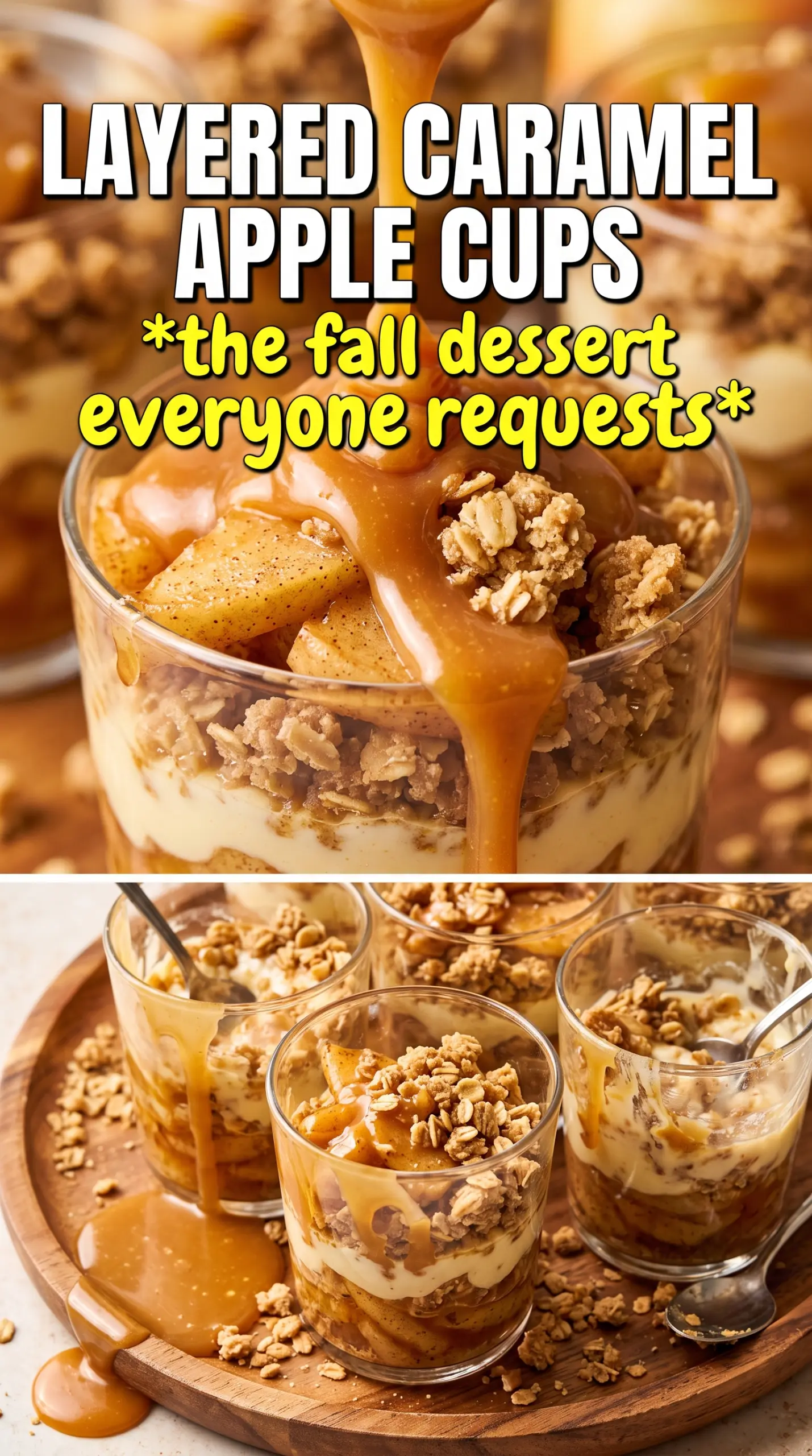 Caramel Apple Dessert Cups layered creamy spiced