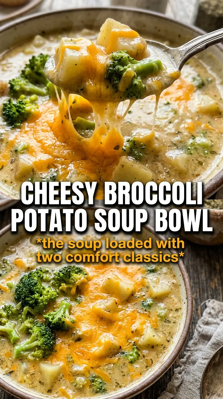 Cheddar Broccoli Potato Soup creamy cheesy