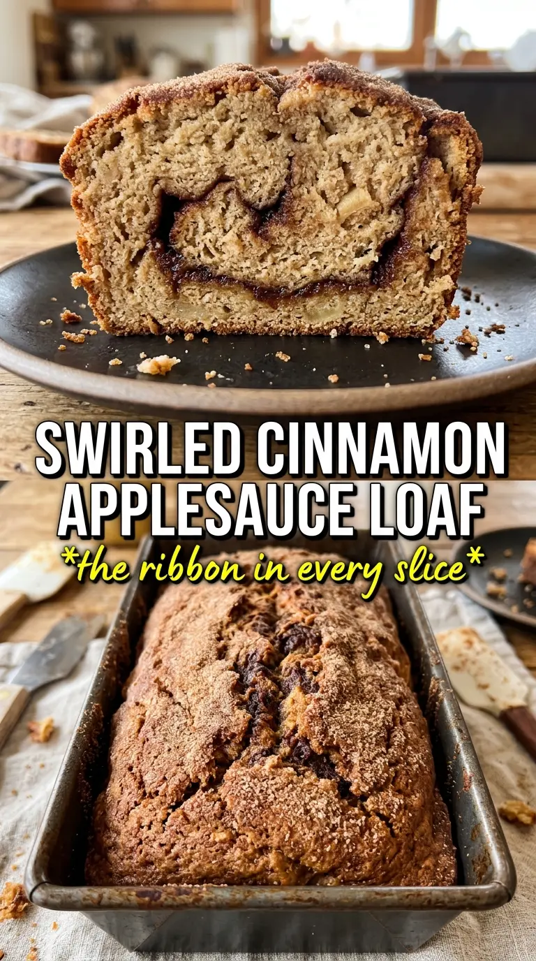 Cinnamon Applesauce Bread golden crumb swirl