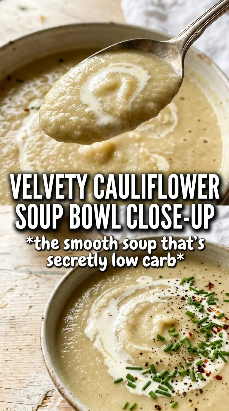 Creamy cauliflower soup silky ivory truffle oil chives