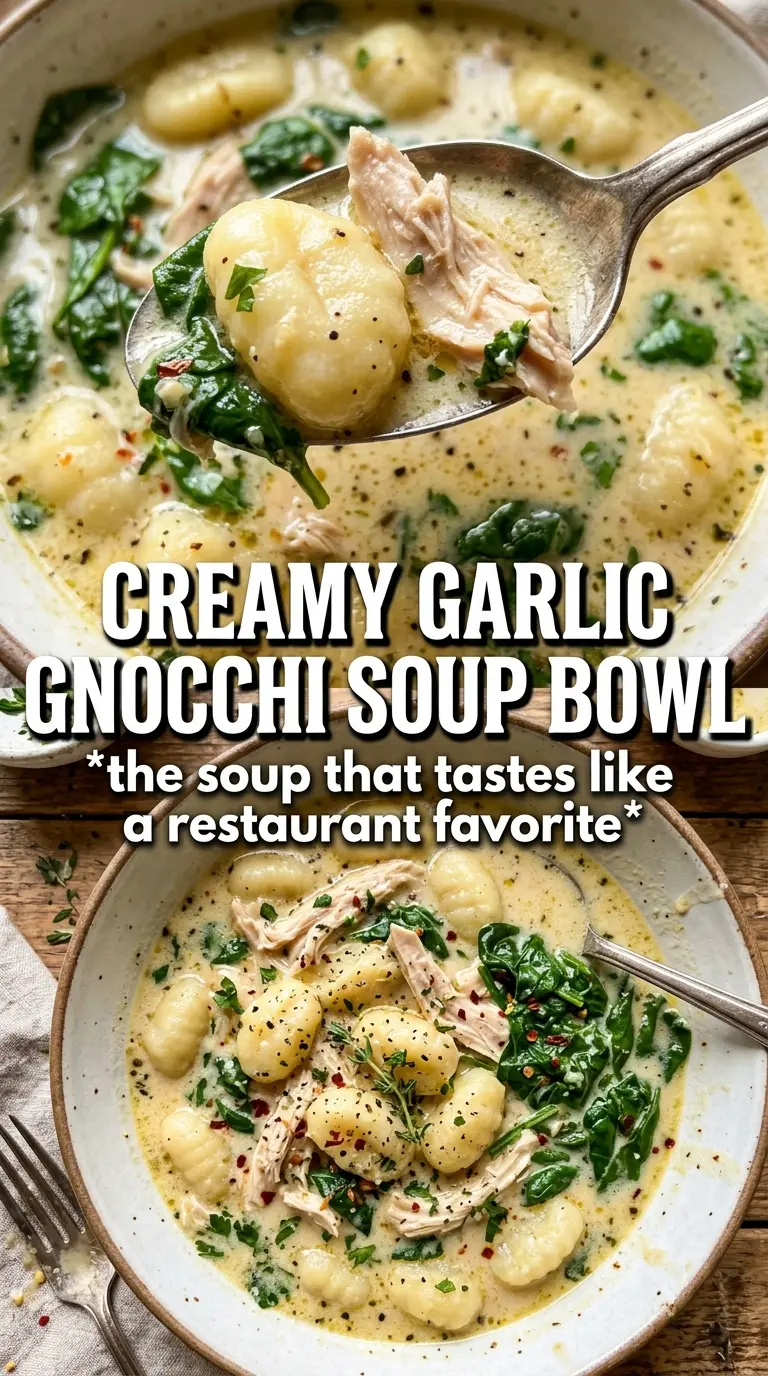 Creamy Garlic Chicken Gnocchi Soup creamy, pillowy, garlicky
