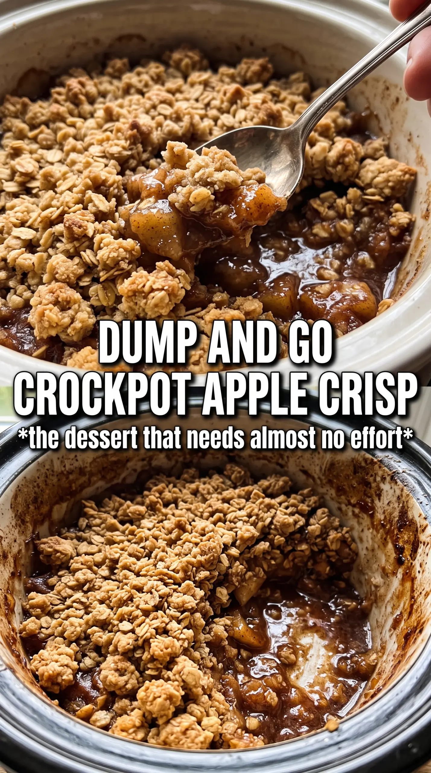 Crock Pot Apple Crisp tender apples, oat crumble, cinnamon