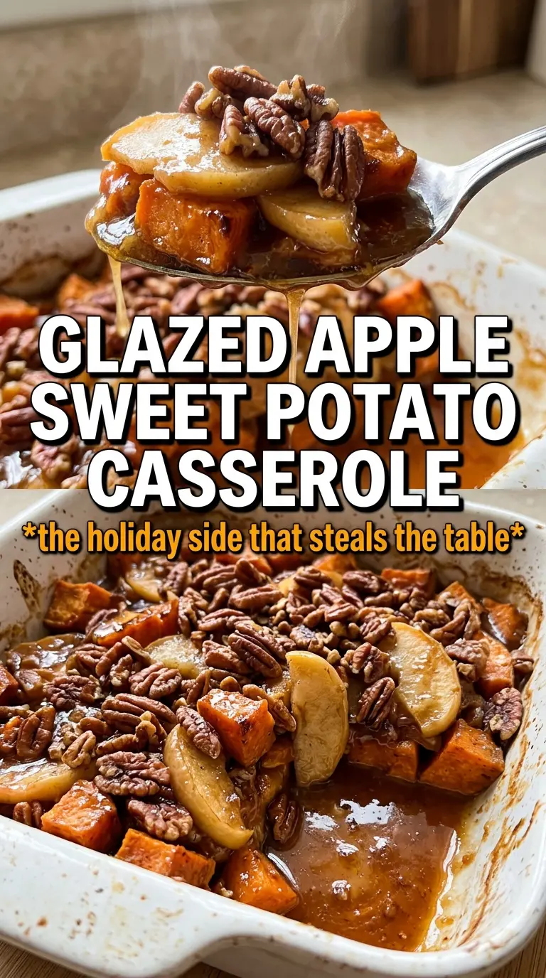 Honey Glazed Apple and Sweet Potato Casserole caramelized glazed pecans