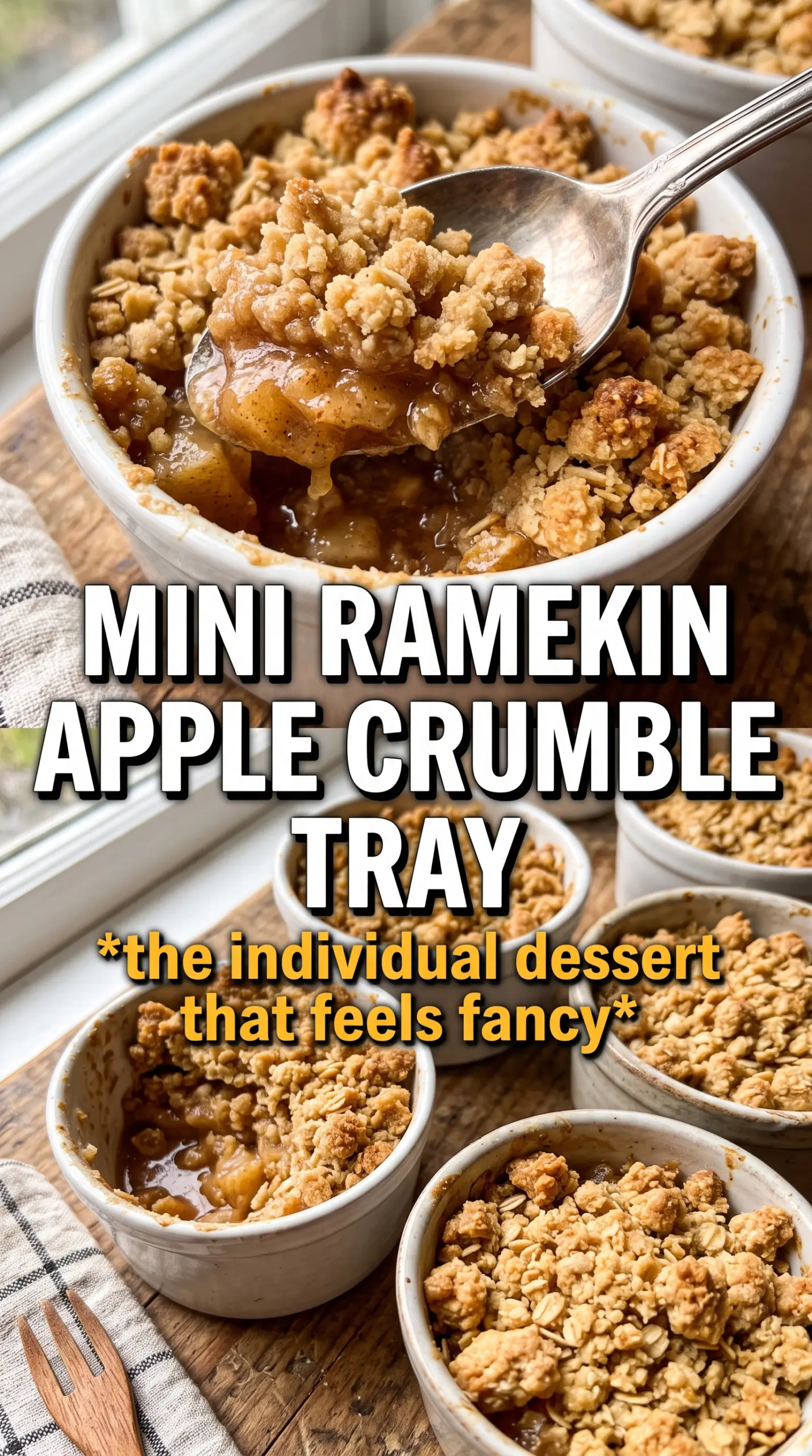 Individual Apple Crumbles caramelized oat topping