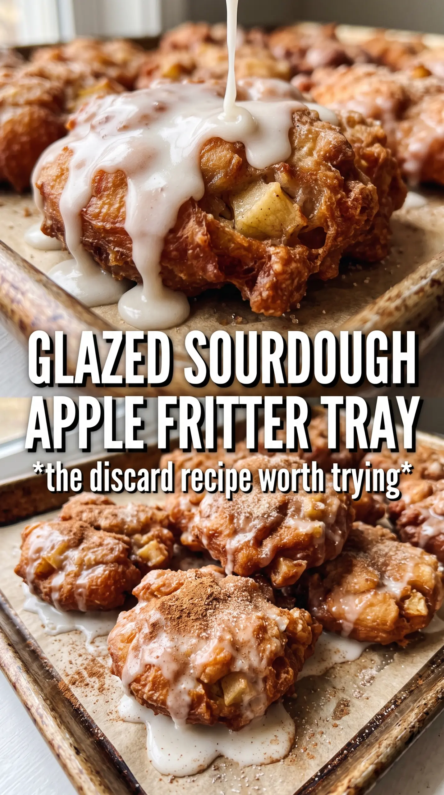 Sourdough Apple Fritters golden crisp powdered sugar