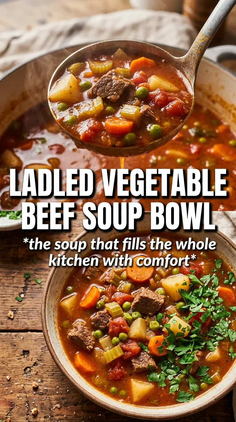 Vegetable beef soup rich broth hearty vegetables